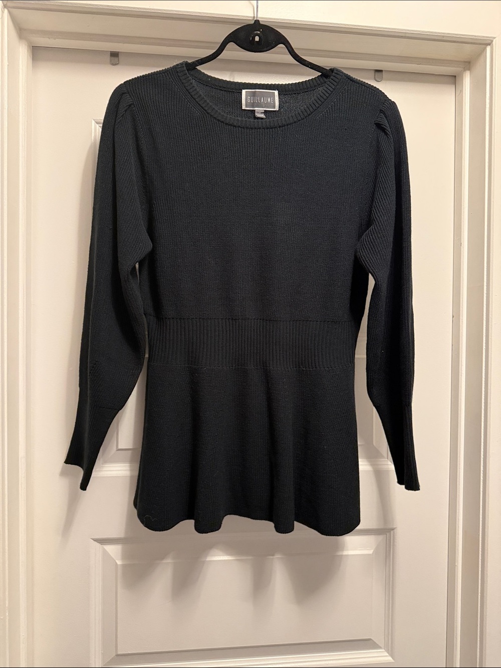 Guillaume Black Long-Sleeve Knit Peplum Top
